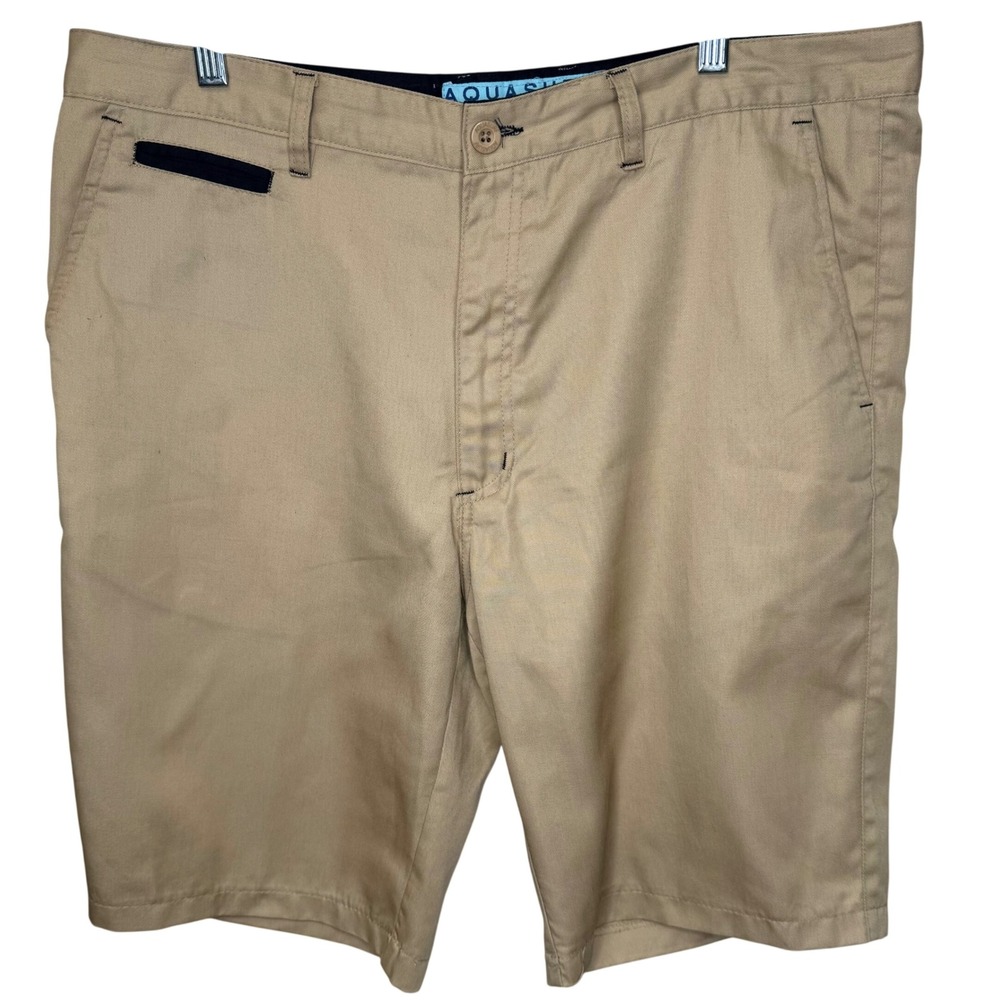 AQUASURF Chino Shorts Mens Sz 36 Tan Khaki Contrast Trim Twill Preppy Vacation